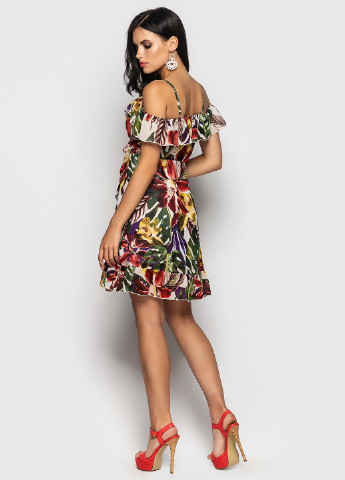 Комбинированное кэжуал платье на запах Larionoff с цветочным принтом