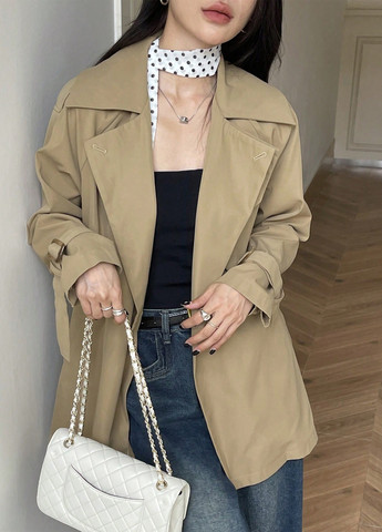 Плащ SHEIN тренчкот на гудзиках демісезон (341250875)