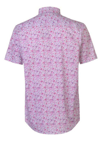 Розовая кэжуал рубашка с цветами Pierre Cardin с коротким рукавом