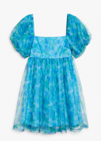 Голубое кэжуал платье с открытой спиной Monki с цветочным принтом