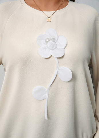 Светло-бежевый свитшот SHEIN однотонный бусины, аппликация (332312839)