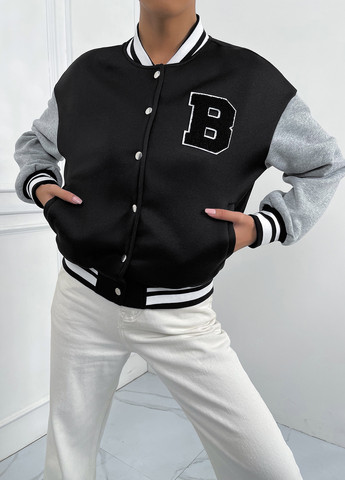 Бомбер SHEIN бейсбольний на кнопках (340648607)