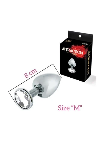 Анальная пробка с кристаллом Attraction Toys №73, длина 8см, диаметр 3см MAI (254973666)