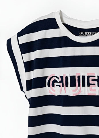 Синяя летняя футболка Guess