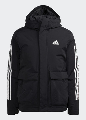 Черная летняя куртка с капюшоном utilitas 3-stripes (унисекс) adidas