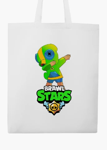 Эко сумка шоппер белая Зеленый Леон Бравл Старс (Green Leon Brawl Stars) (9227-1705-WT-2) экосумка шопер 41*35 см MobiPrint (219111113)
