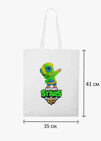 Эко сумка шоппер белая Зеленый Леон Бравл Старс (Green Leon Brawl Stars) (9227-1705-WT-2) экосумка шопер 41*35 см MobiPrint (219111113)