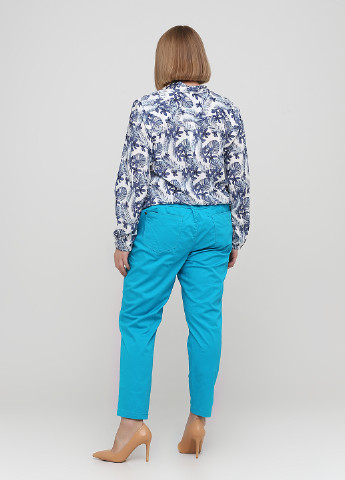 Голубые кэжуал демисезонные зауженные брюки Sheego
