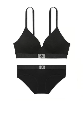 Черный демисезонный комплект (бюстгальтер, трусики) Victoria's Secret