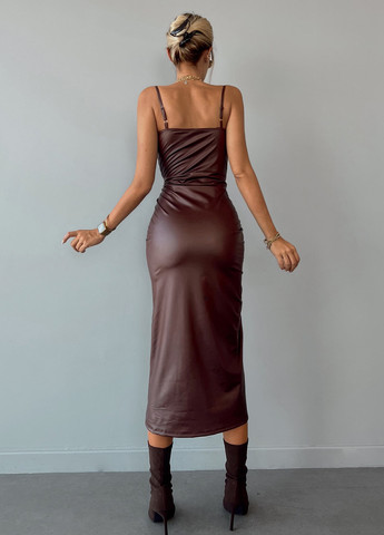 Темно-коричнева святковий, коктейльна, вечірня, кежуал сукня футляр, з відкритою спиною SHEIN однотонна