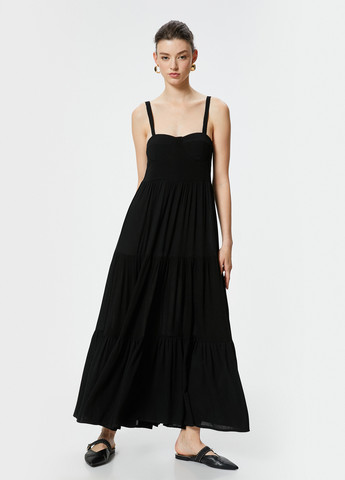 Черное праздничный, кэжуал платье а-силуэт KOTON однотонное