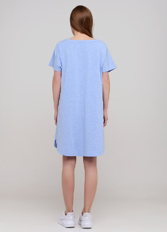 Голубое повседневный платье-футболка повседневное хлопковое эластичное голубой меланж рубашка, платье-футболка Melgo меланжевое