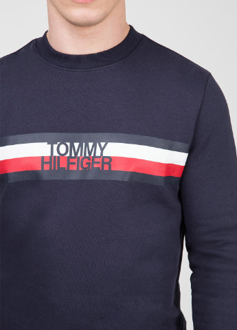 Світшот Tommy Hilfiger - Прямий крій логотип темно-синій кежуал бавовна - (184031318)