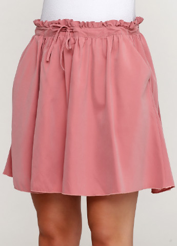 Розово-коричневая кэжуал однотонная юбка Vila клешированная