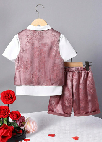 Комбінований літній костюм (сорочка, жилет, метелик, шорти) з шортами, з сорочкою SHEIN