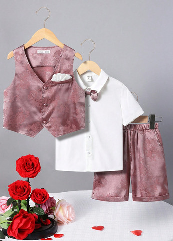 Комбінований літній костюм (сорочка, жилет, метелик, шорти) з шортами, з сорочкою SHEIN