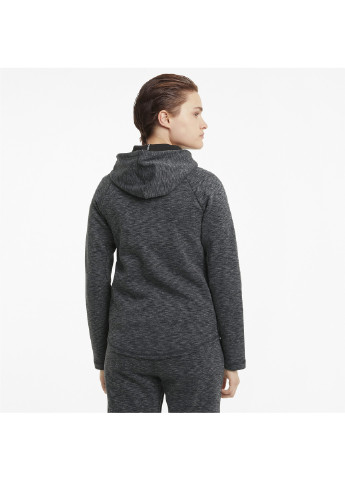 Черное спортивное толстовка evostripe full-zip women's hoodie Puma однотонное