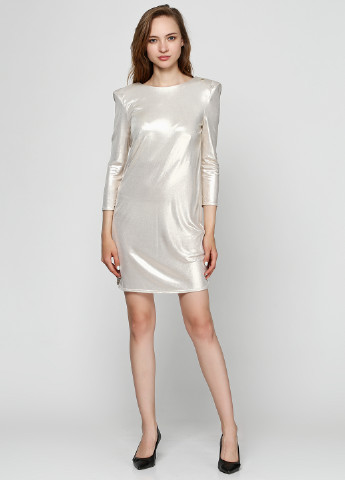Серебряное коктейльное платье футляр Elisabetta Franchi однотонное