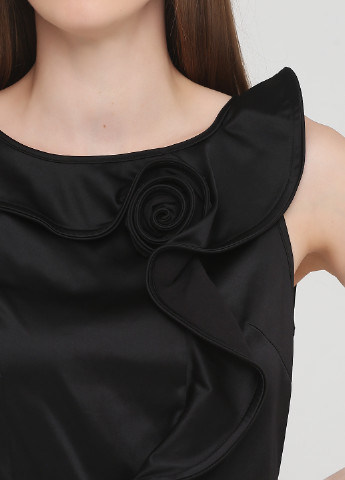 Черное коктейльное платье футляр Satin однотонное