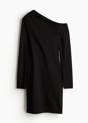 Черное кэжуал платье на одно плечо H&M однотонное