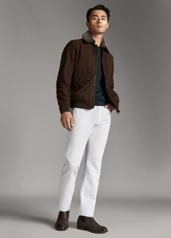 Белые кэжуал демисезонные зауженные брюки Massimo Dutti
