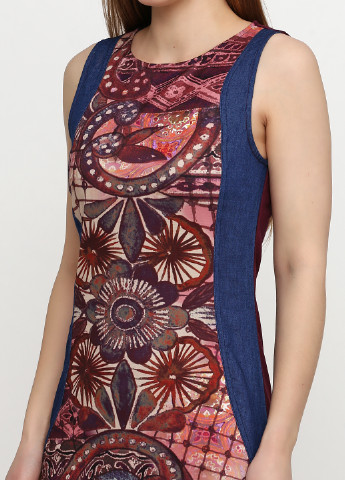 Светло-бордовое кэжуал платье футляр Smash с абстрактным узором