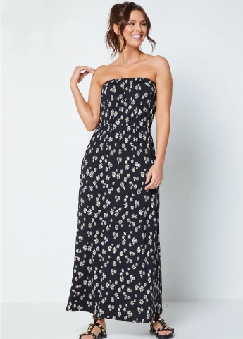 Чорна кежуал сукня бандо Studio з квітковим принтом