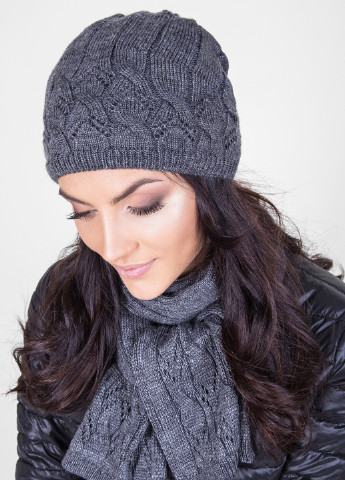 Темно-сірий демісезонний комплект (шапка, шарф) Triko Bakh