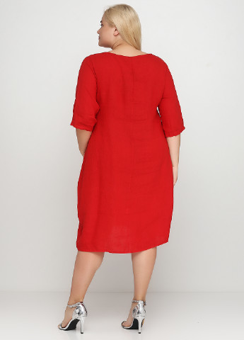 Красное кэжуал платье оверсайз Puro Lino однотонное
