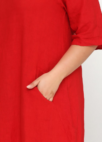 Красное кэжуал платье оверсайз Puro Lino однотонное