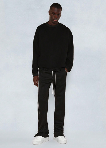 Черные спортивные, кэжуал демисезонные прямые брюки SHEIN