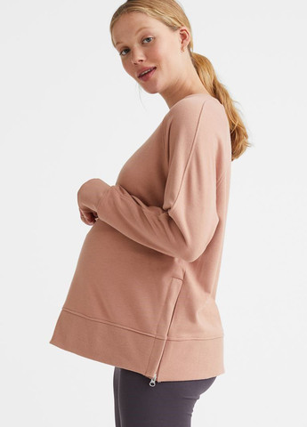 Свитшот для беременных H&M - Прямой крой однотонный пудровый кэжуал хлопок - (290148747)