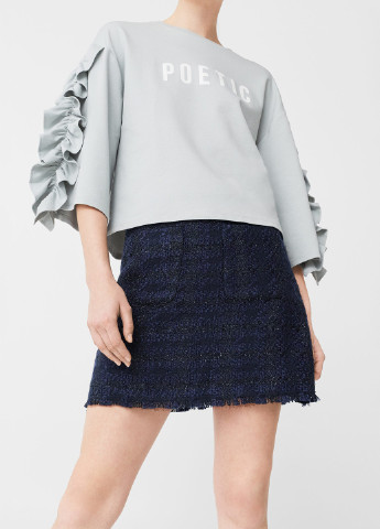 Темно-синяя кэжуал меланж юбка Mango