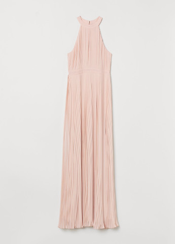 Пудровое вечернее платье плиссированное H&M однотонное