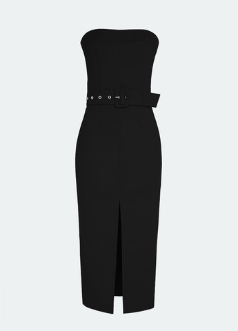 Черное кэжуал платье с открытыми плечами, футляр Gepur однотонное