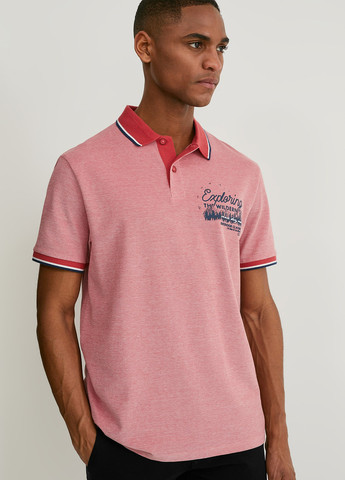 Розовая футболка-поло для мужчин C&A с надписью