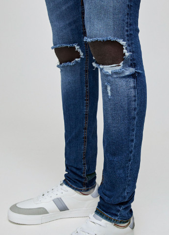 Синие демисезонные скинни джинсы Pull & Bear