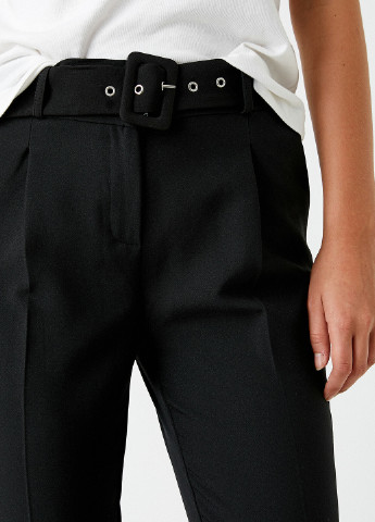 Черные кэжуал демисезонные укороченные, зауженные брюки KOTON