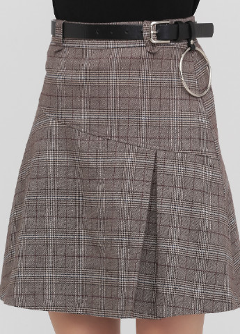 Серо-коричневая кэжуал в клетку юбка Only а-силуэта (трапеция)