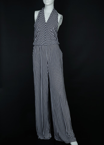 Комбінезон Ralph Lauren комбінезон-брюки смужка чорно-білий кежуал поліестер