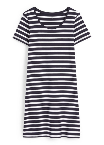 Темно-синее кэжуал платье платье-футболка C&A в полоску