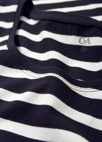 Темно-синее кэжуал платье платье-футболка C&A в полоску