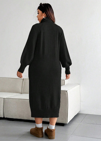 Чорна кежуал сукня сукня светр SHEIN однотонна