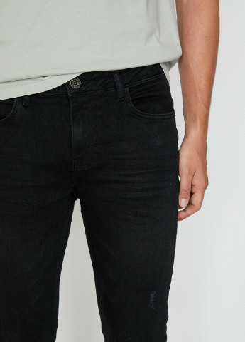 Штани KOTON завужені чорні джинсові бавовна