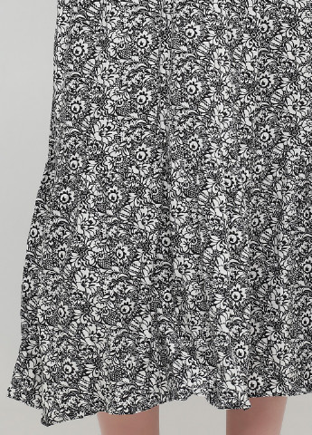 Черно-белое кэжуал платье а-силуэт Primark с цветочным принтом