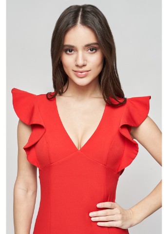 Красное коктейльное платье ирен футляр BYURSE однотонное