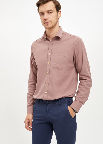 Розовая кэжуал рубашка DeFacto с длинным рукавом