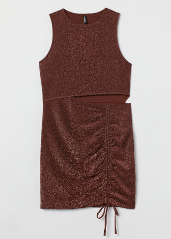 Коричневое коктейльное платье H&M однотонное