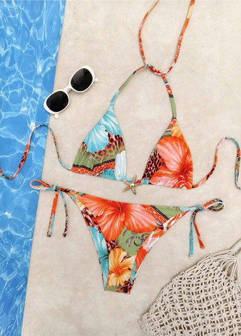 Комбінований літній купальник (ліф, трусики) бікіні, халтер, роздільний SHEIN