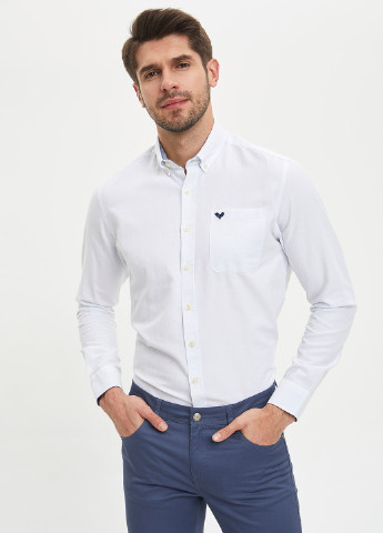 Белая кэжуал рубашка с логотипом DeFacto